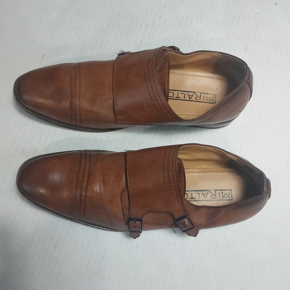 Miralto Double Monk Strap Dress Shoes, Men\'s Leather Cognac Size 12 main image 10